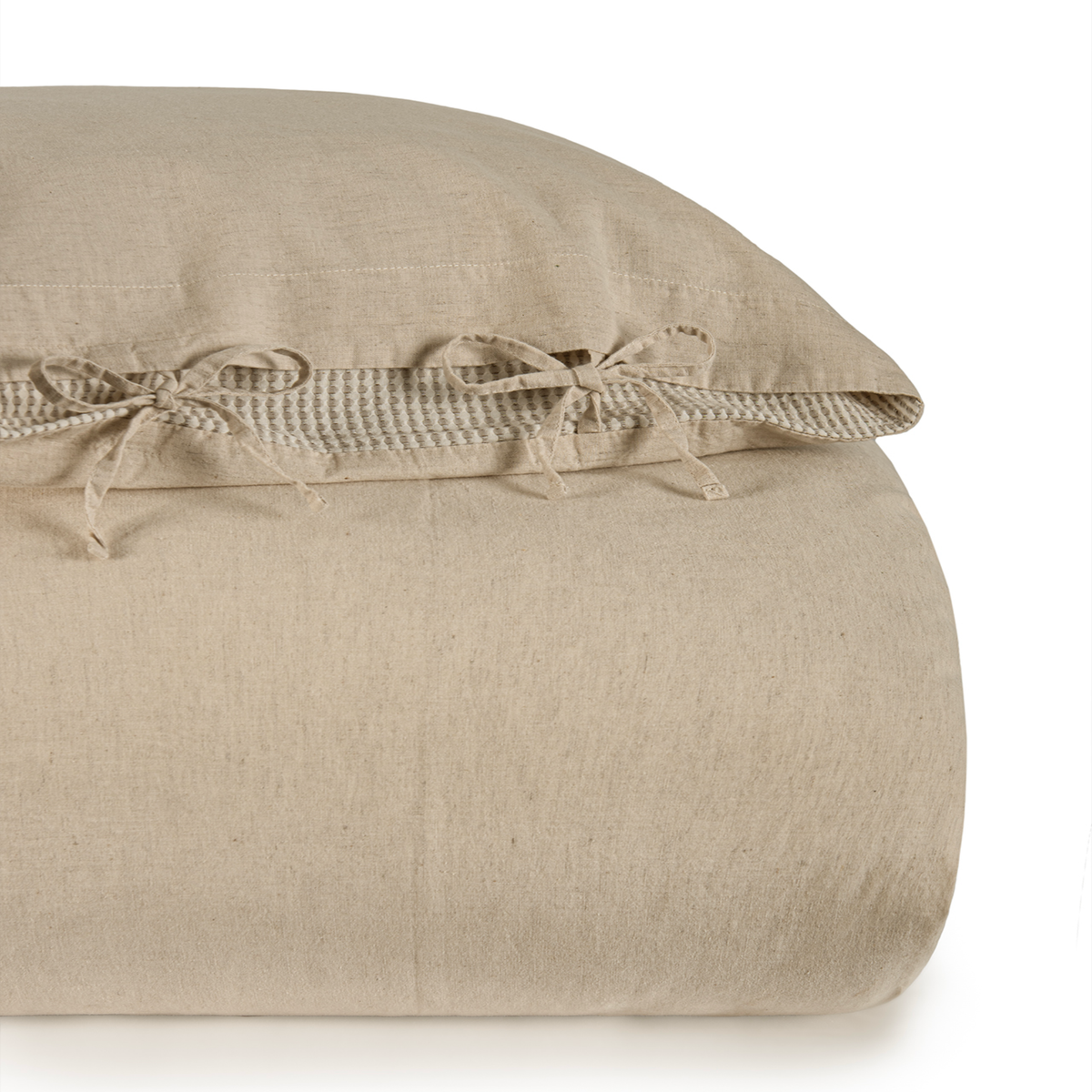 Duvet Set Closeup of Macadamia color BOVI Petra Bedding