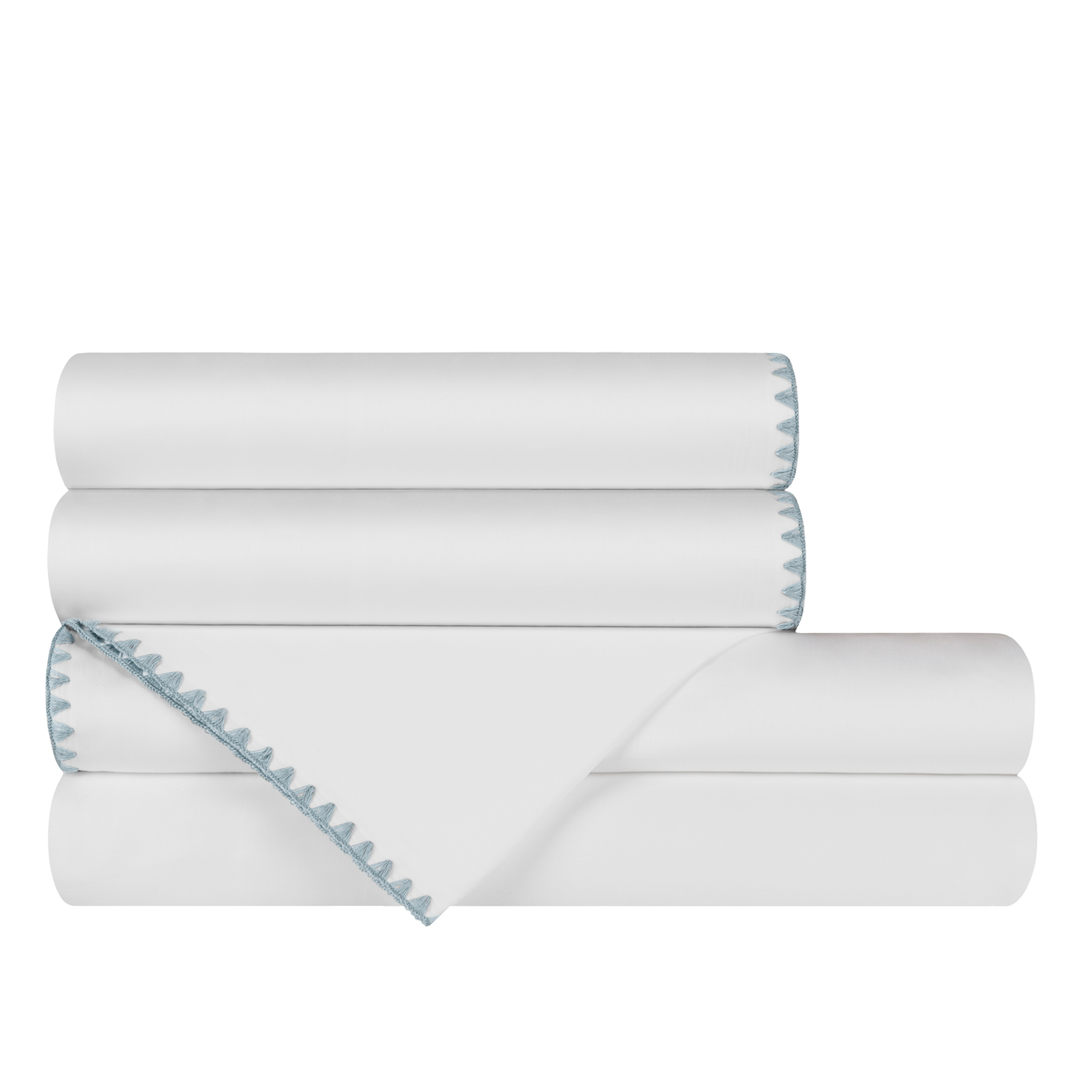 Sheet Set Stack of Aqua BOVI Poppy Bedding