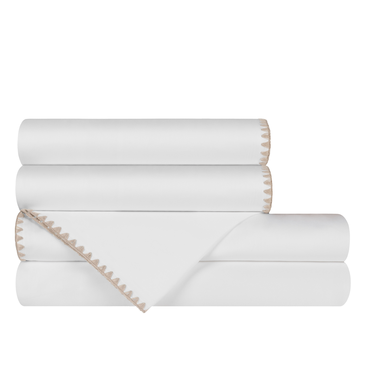 Sheet Set Stack of Latte BOVI Poppy Bedding