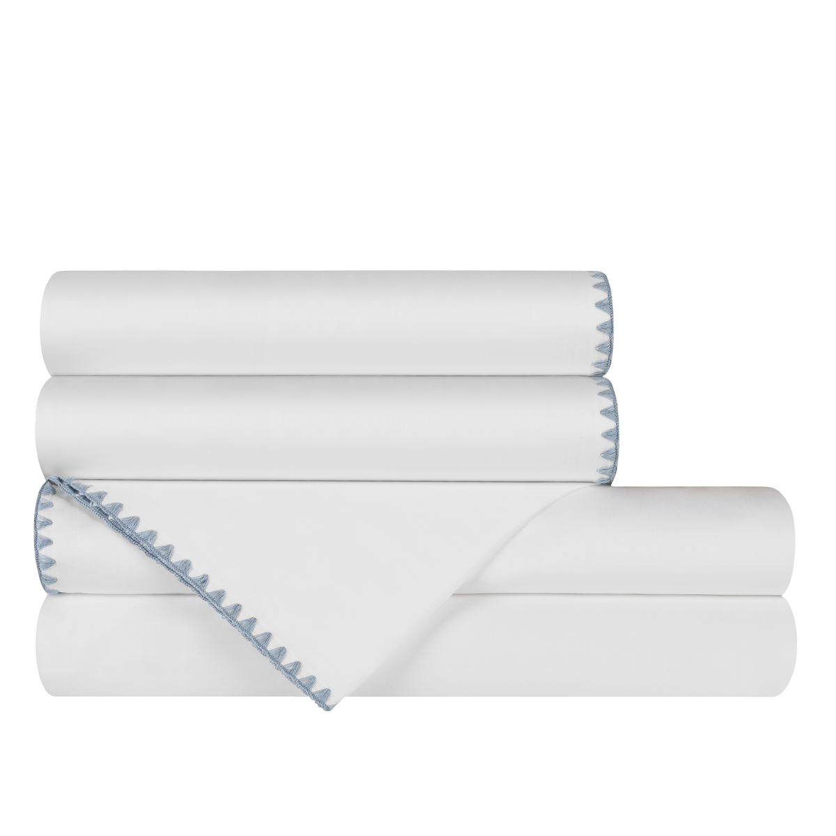 Sheet Set Stack of Ocean Blue BOVI Poppy Bedding