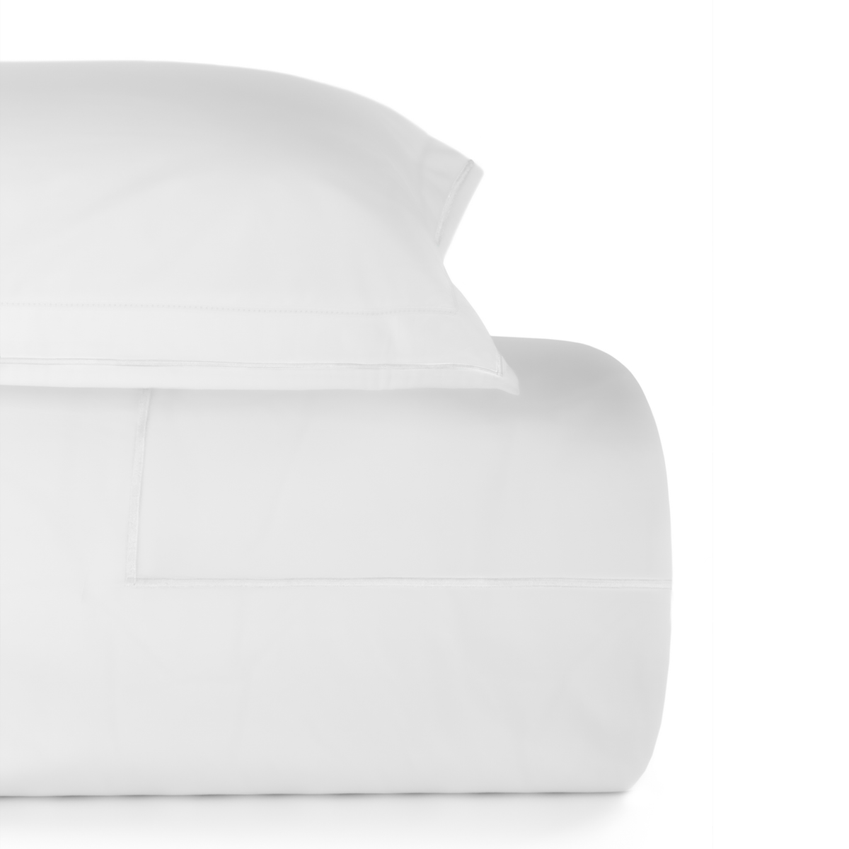 Closeup of White and White BOVI Sierra Bedding Duvet Set