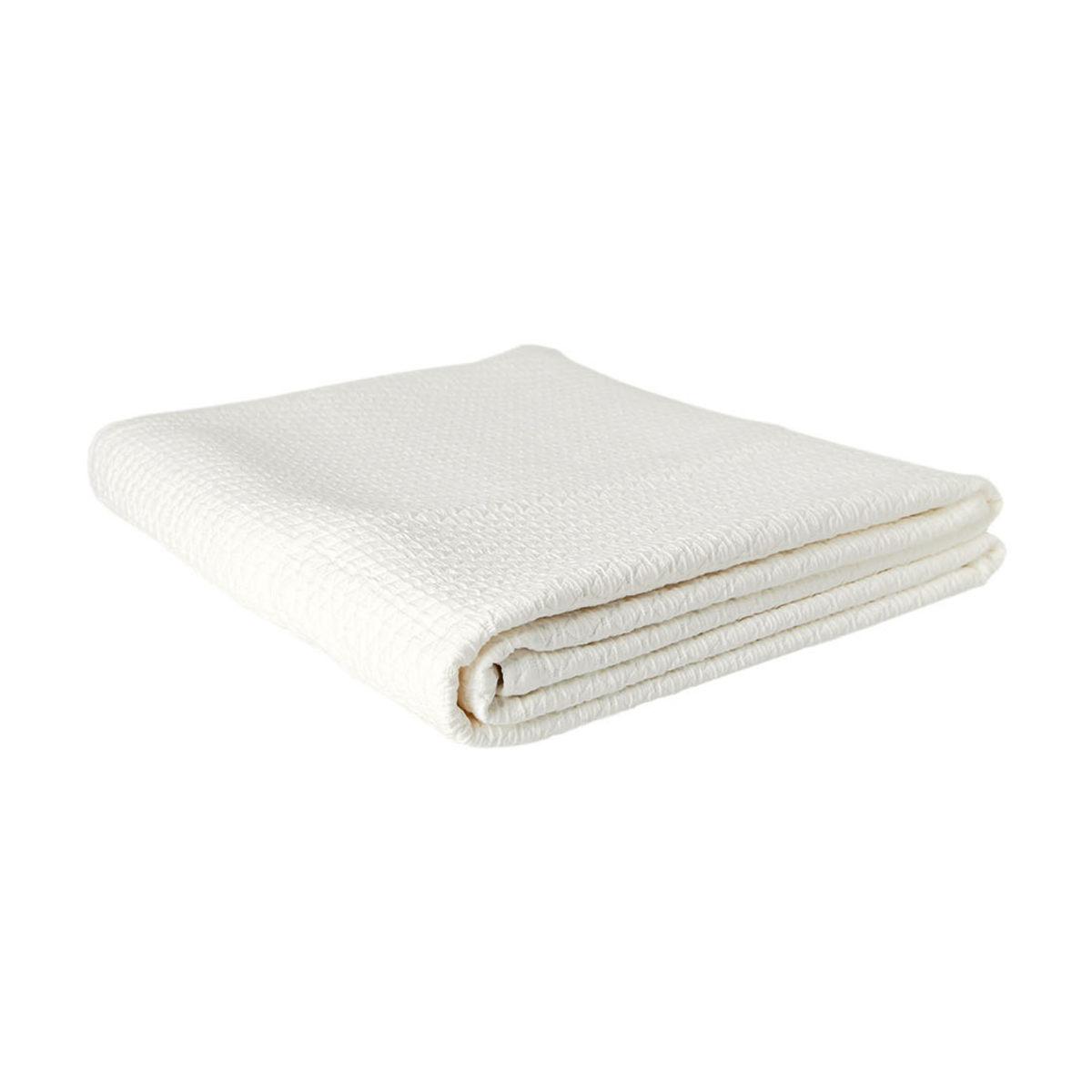 Folded BOVI Simply Cotton Matelassé Coverlet in Ivory Color