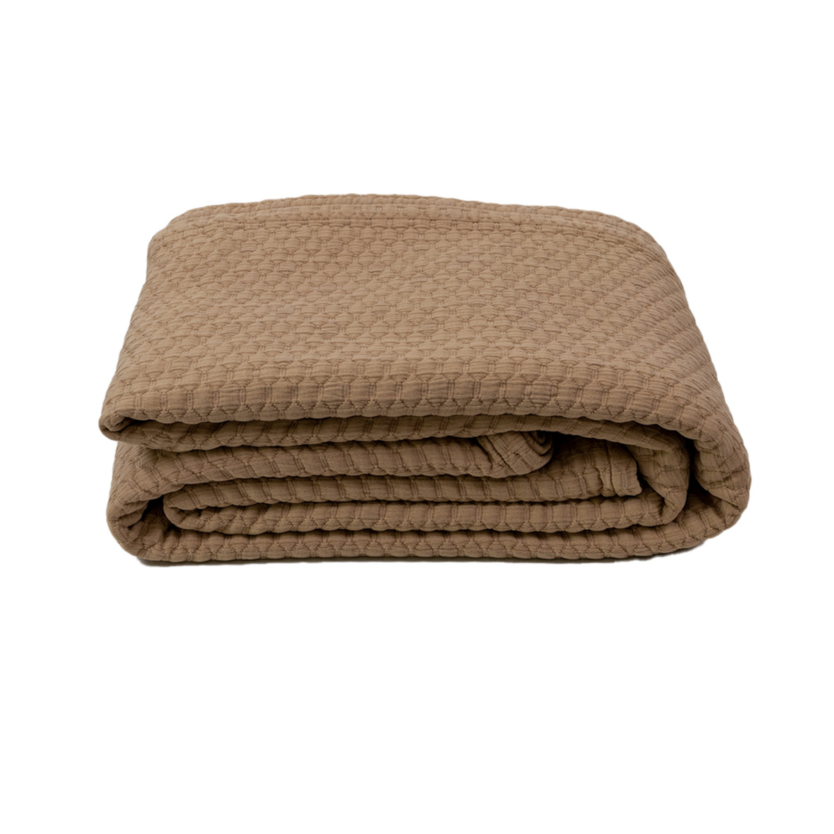 Folded BOVI Simply Cotton Matelassé Coverlet in Taupe Color