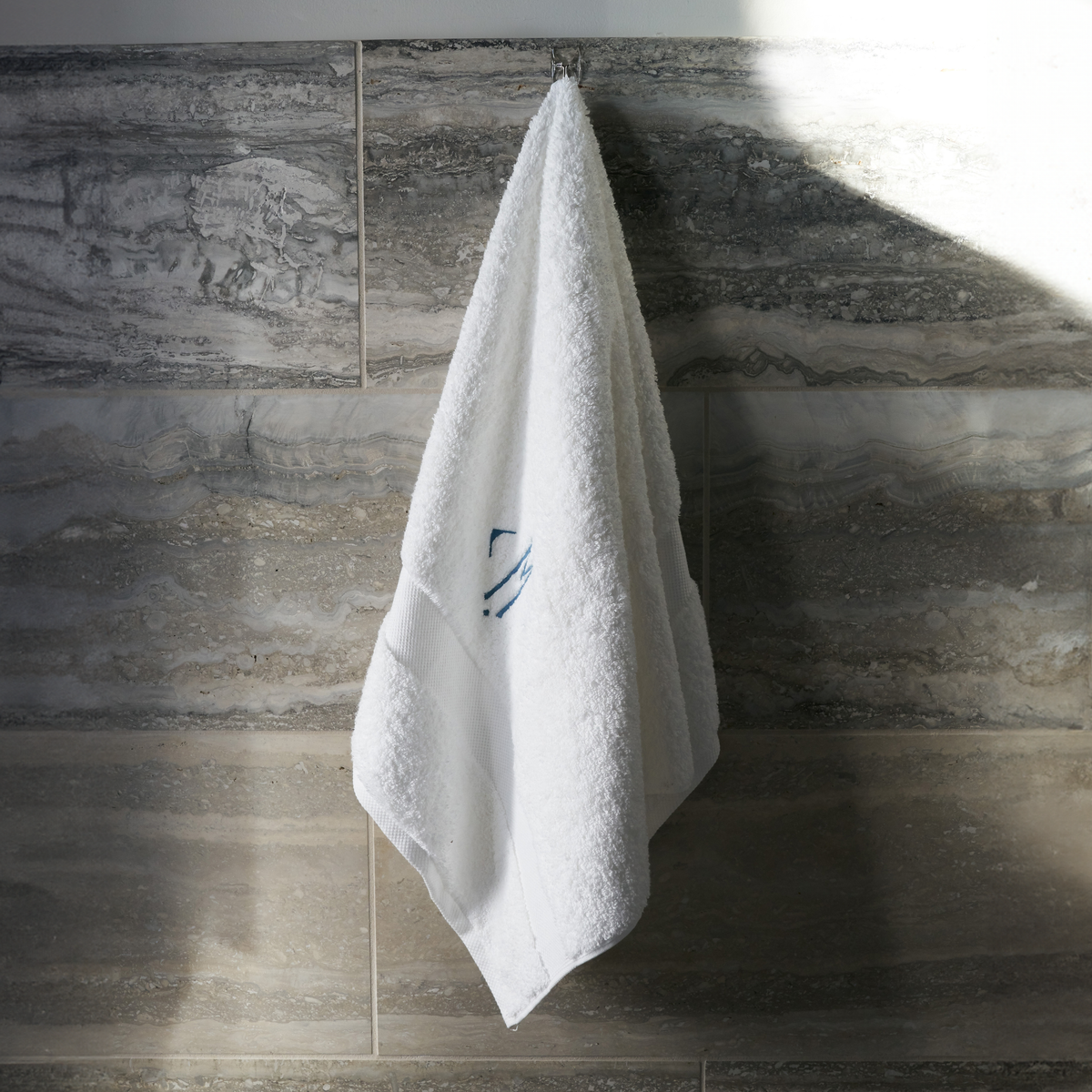 Hanging White Matouk Lotus Bath Towel