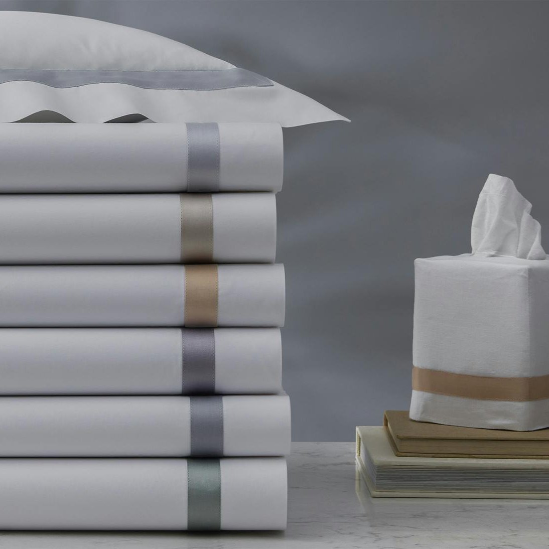 Matouk New Colors Stack with tissue box cover