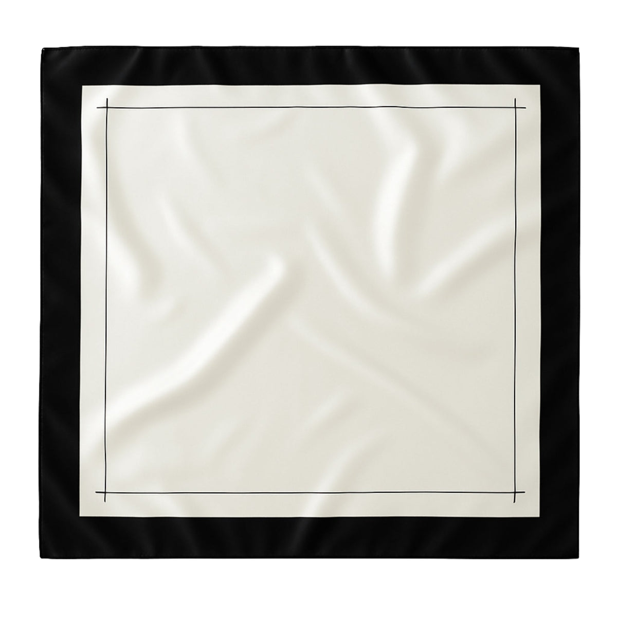 Mulberry Park Silks Pure Silk Square Head Scarf - Black/Ivory