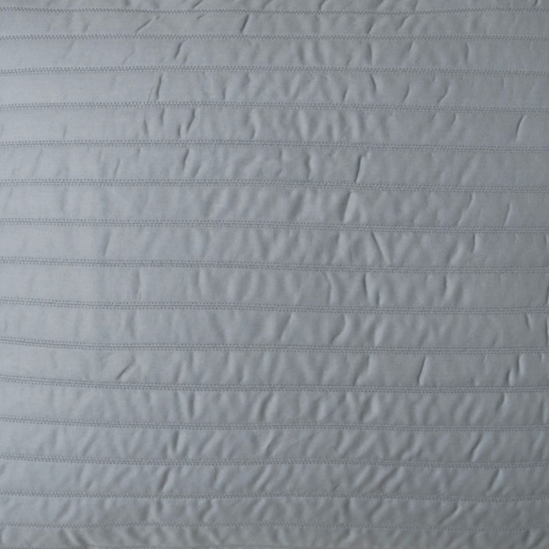 BOVI Monroe Coverlet Main Ivory Fine Linens with Ocean Blue Swatch