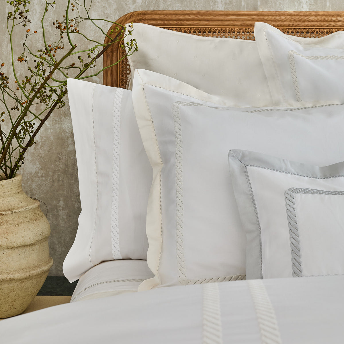 Bovi Simone sham and duvet cover on bed