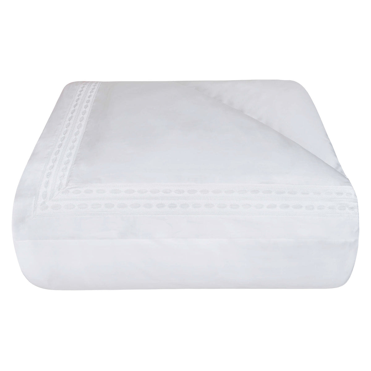 Silo Image of the Bovi Sylvia Duvet Cover, folded to show the lace embroidery edge
