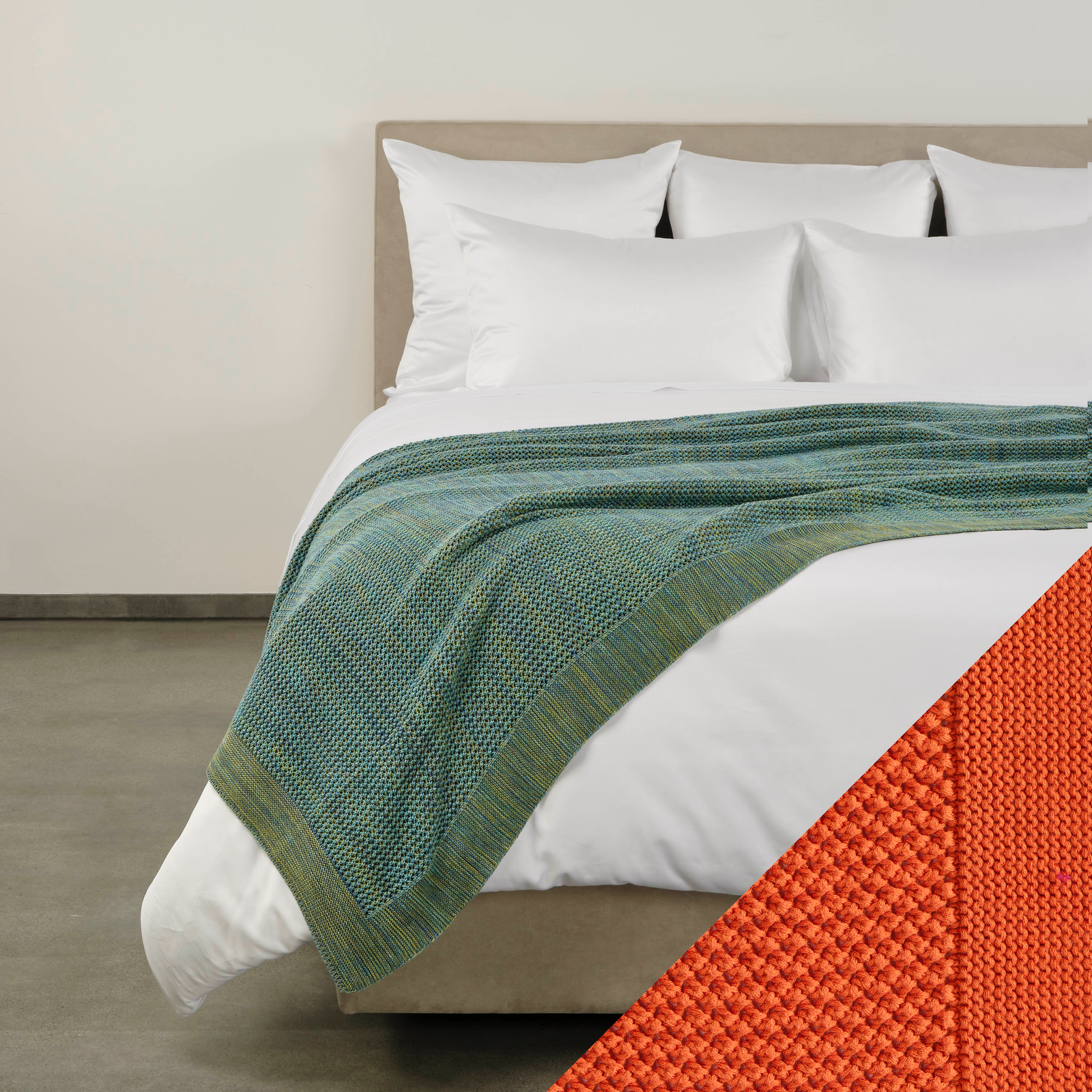 Celso de Lemos Balade Throw in Orange Color on a Bed