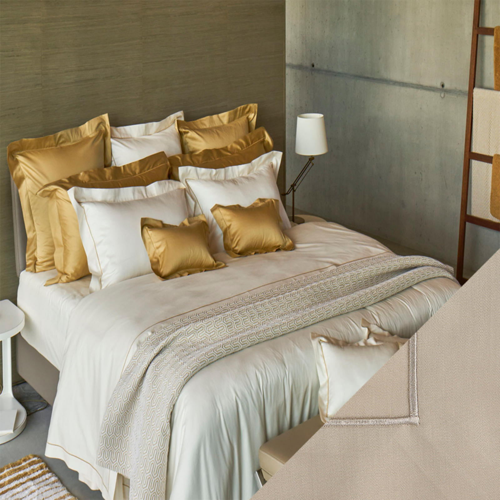 Celso de Lemos Bourdon Bedding Collection with Linen Swatch