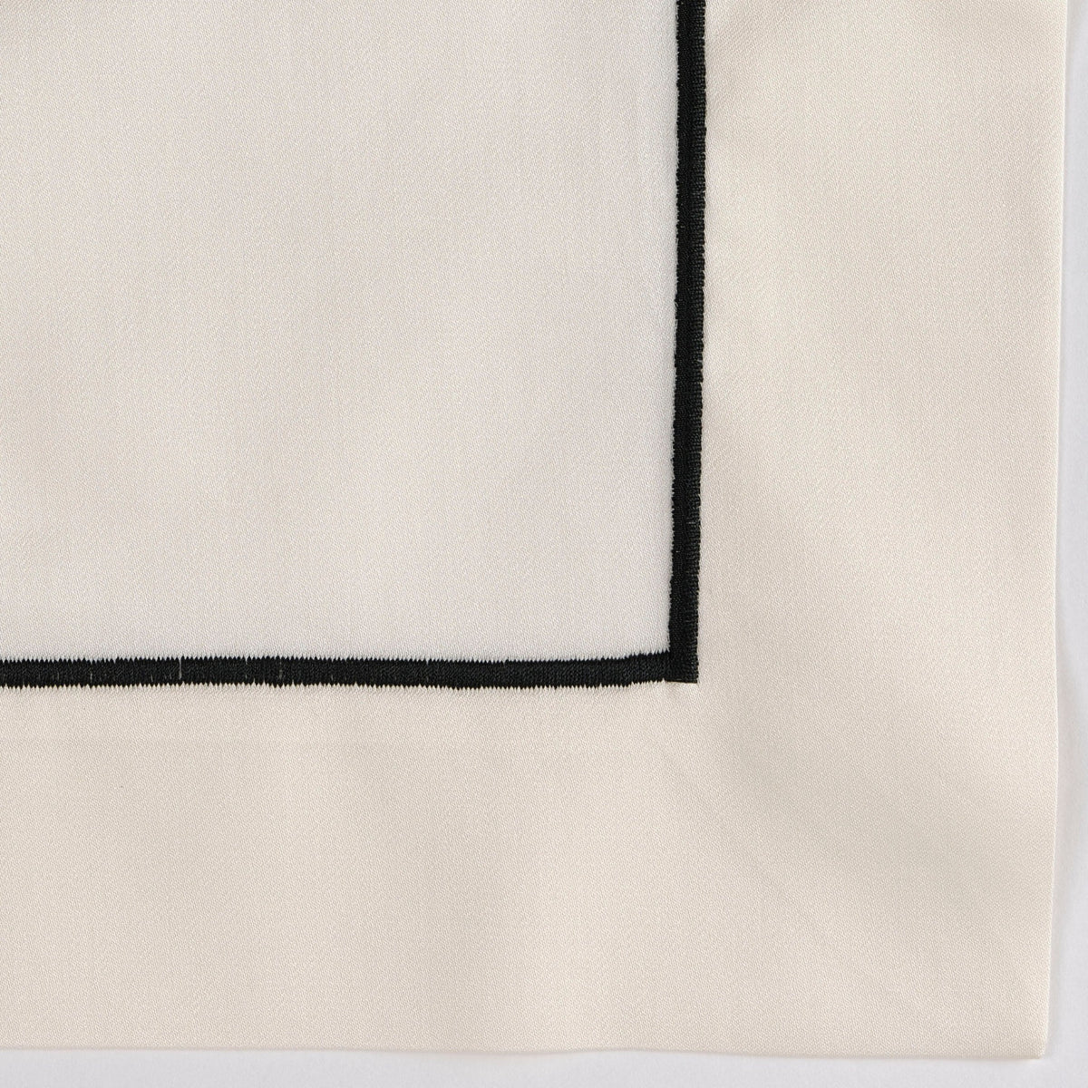 Closeup of Fabric of Celso de Lemos Bourdon Bedding Black Color
