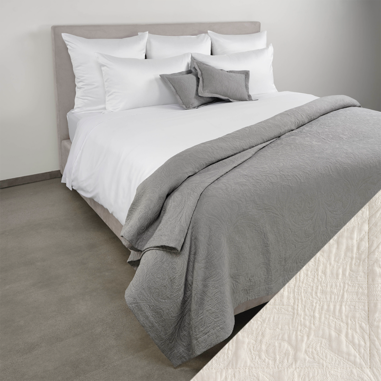 Celso de Lemos Braga Bedding Collection with Naturel Swatch