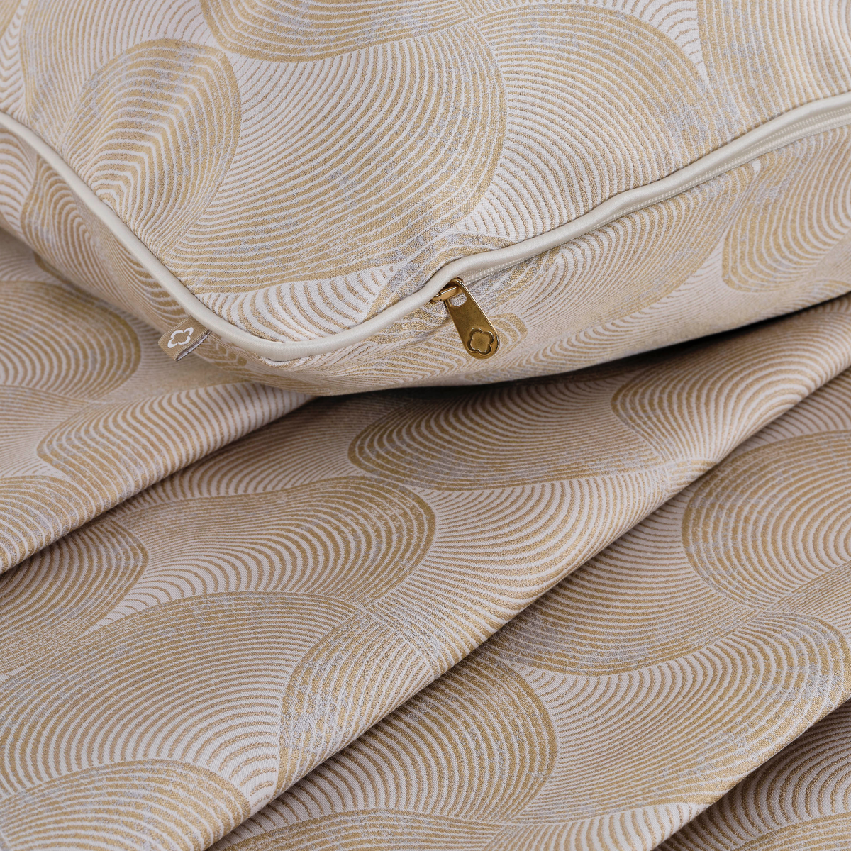 Celso de Lemos Caviar Bedding Pillow on Layered Sheet Miel