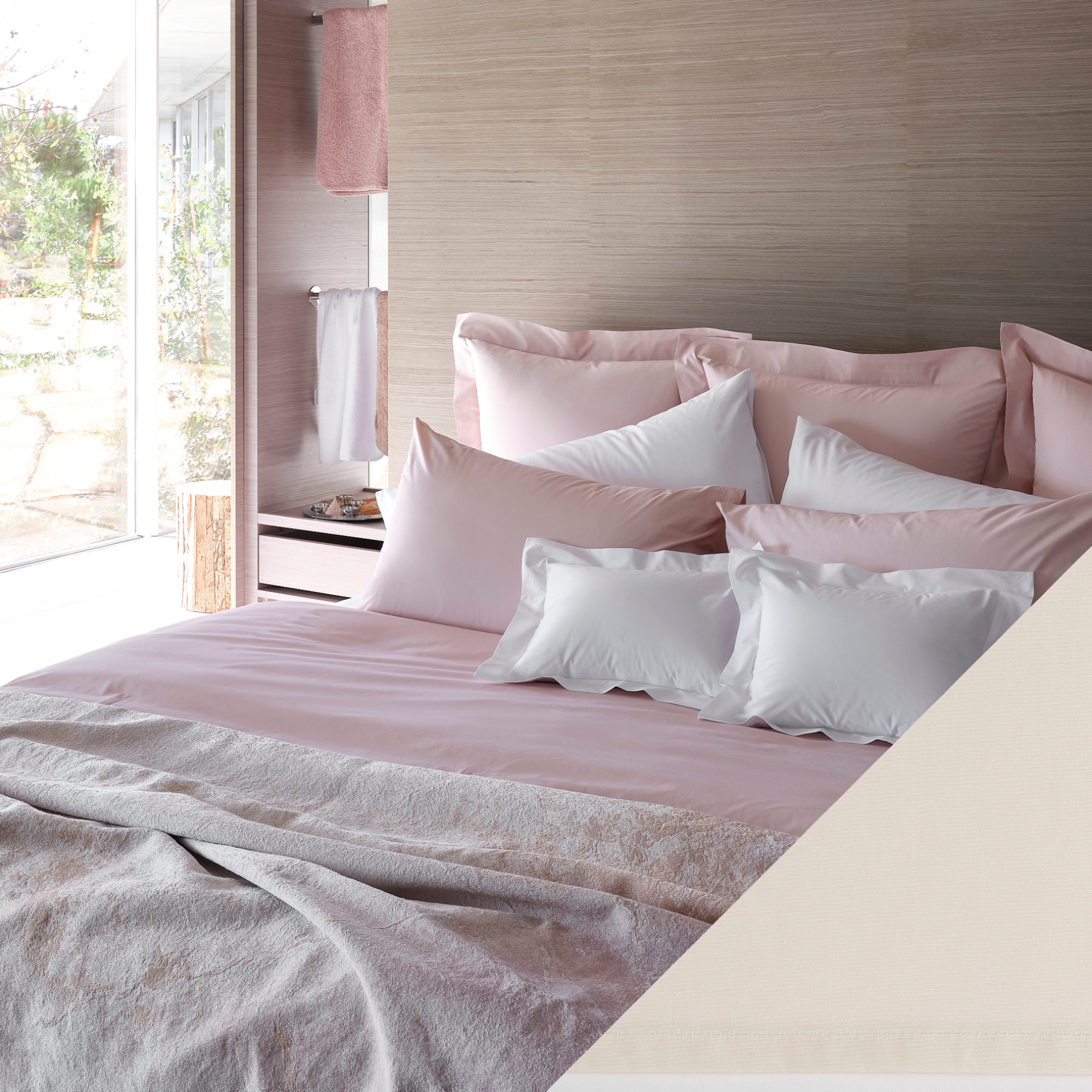 Celso de Lemos Estrela Bedding Collection with Naturel Swatch