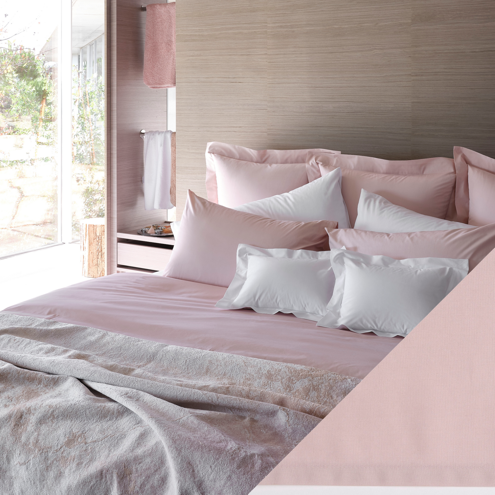 Celso de Lemos Estrela Bedding Collection with Nuage Rose Swatch