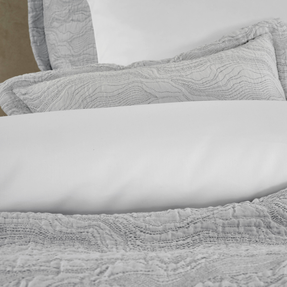 Celso de Lemos Perle Bedding Half Covered Pillow Silver