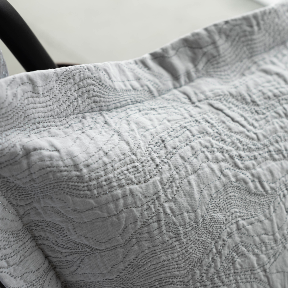 Celso de Lemos Perle Bedding Close Up Of Edge Of Pillow Silver