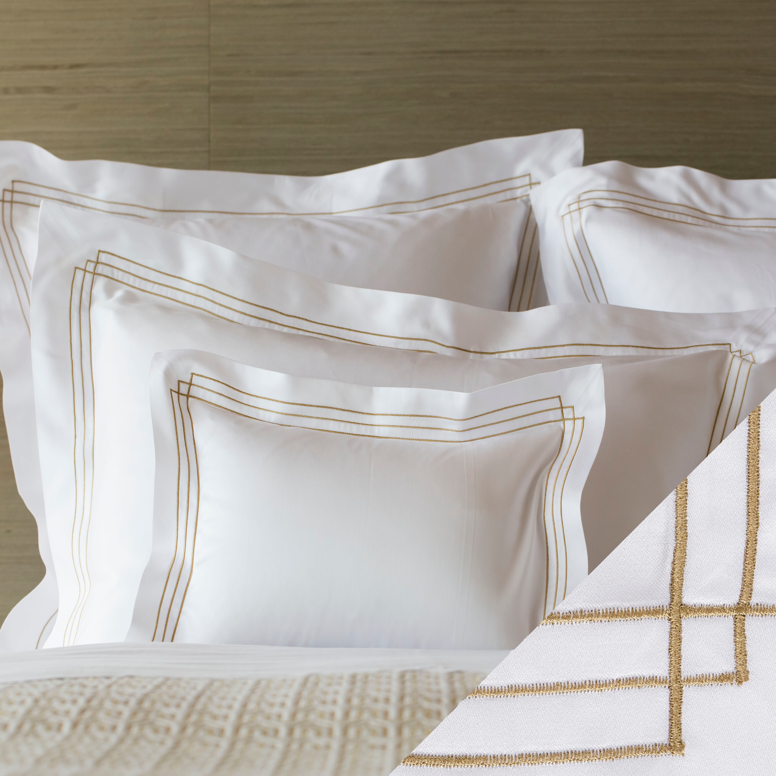 Celso de Lemos Quadra Bedding with Gold Swatch