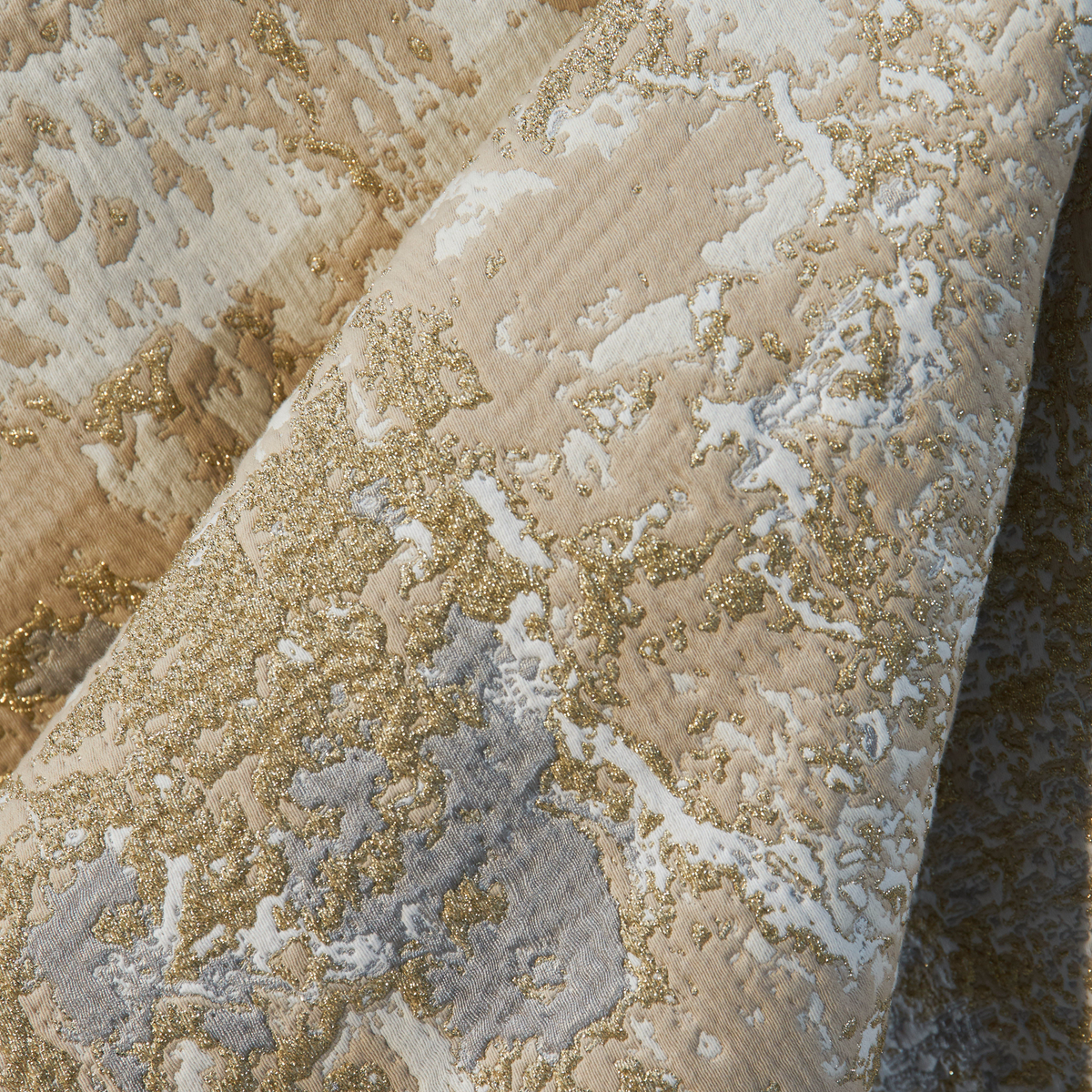 Fine Linen Closeup of Celso de Lemos Waltz Bedding in Miel Color