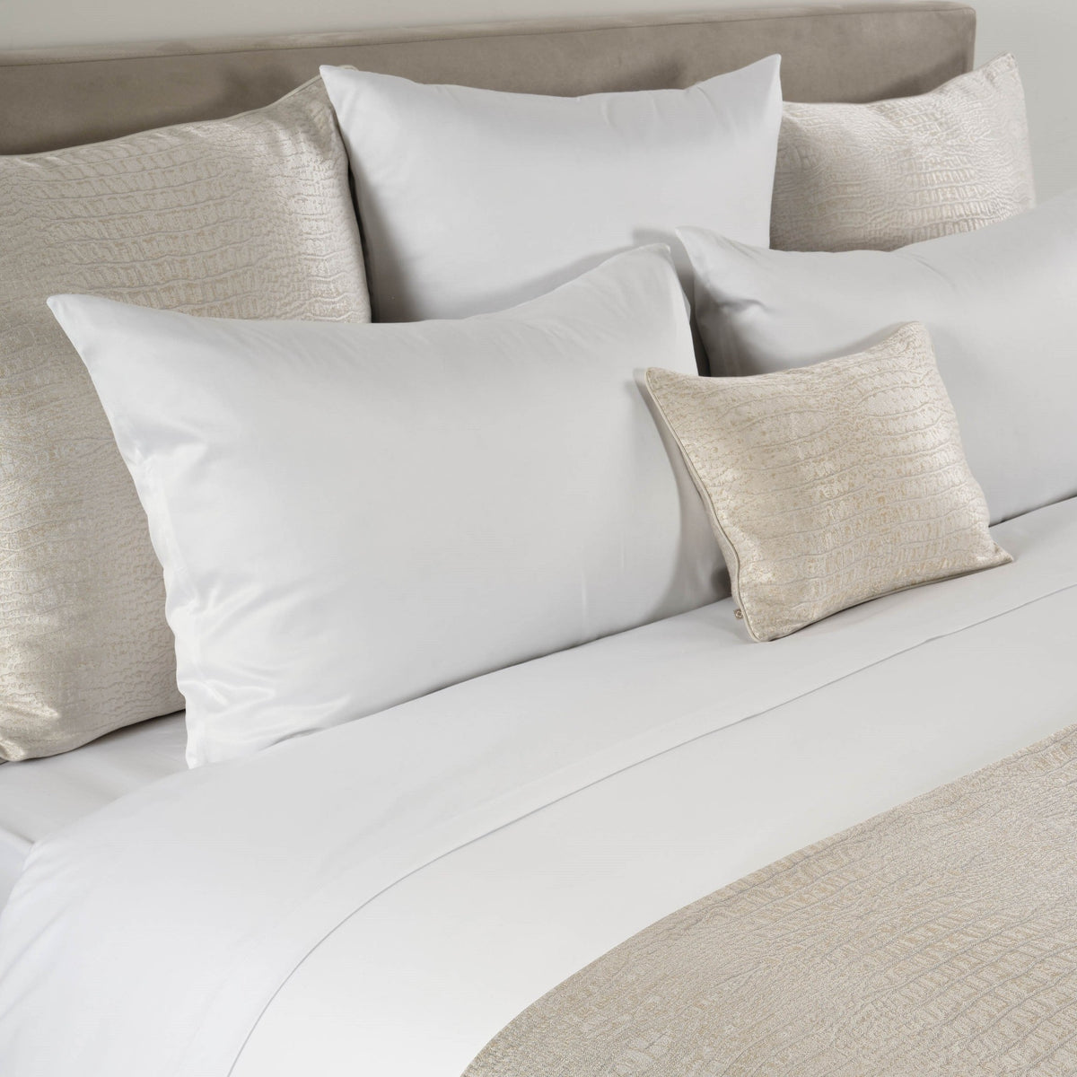 Close Up Image of Celso de Lemos Luxe Bedding in Naturel Color