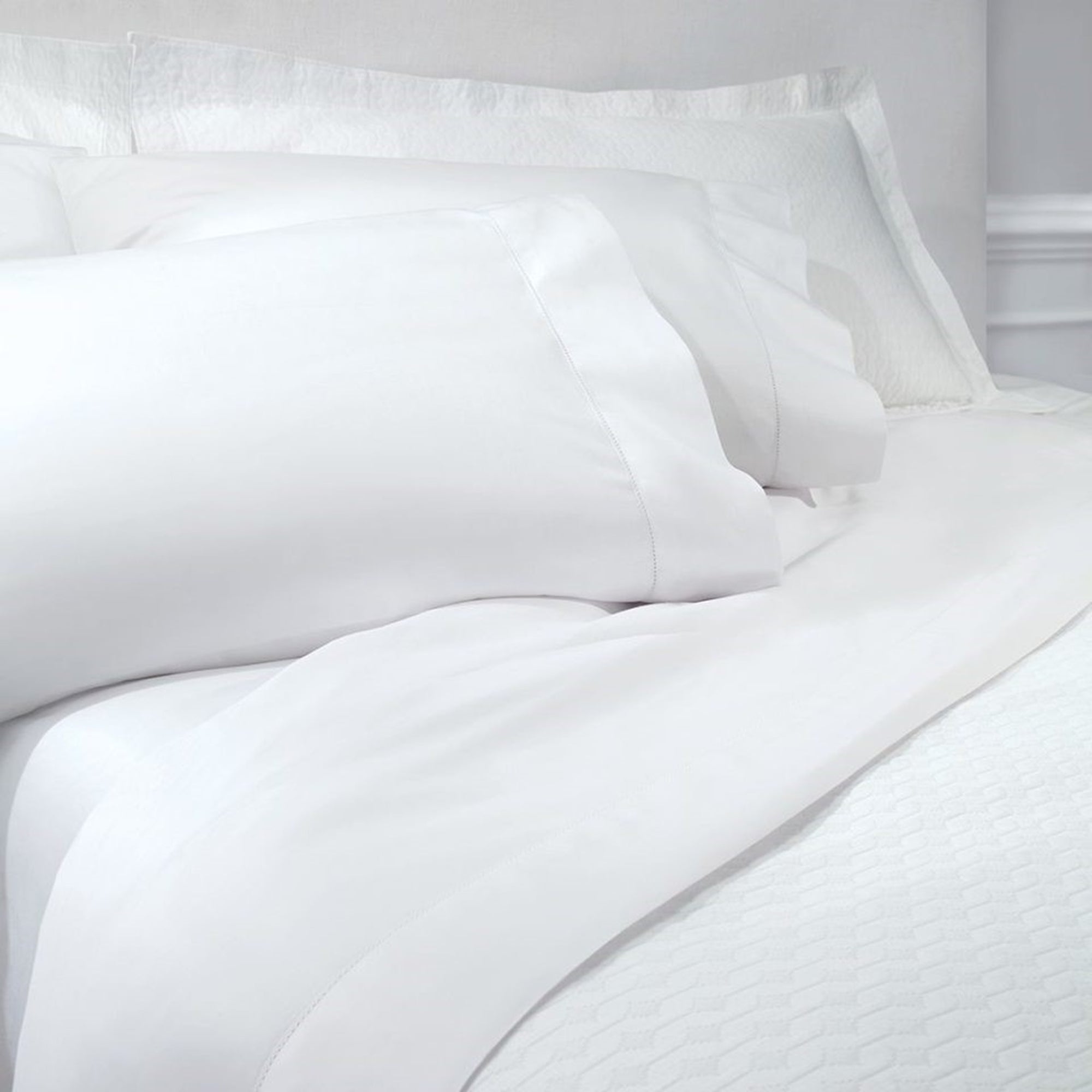 Closeup View of Downtown Company Paula Coverlets and Shams in White Color