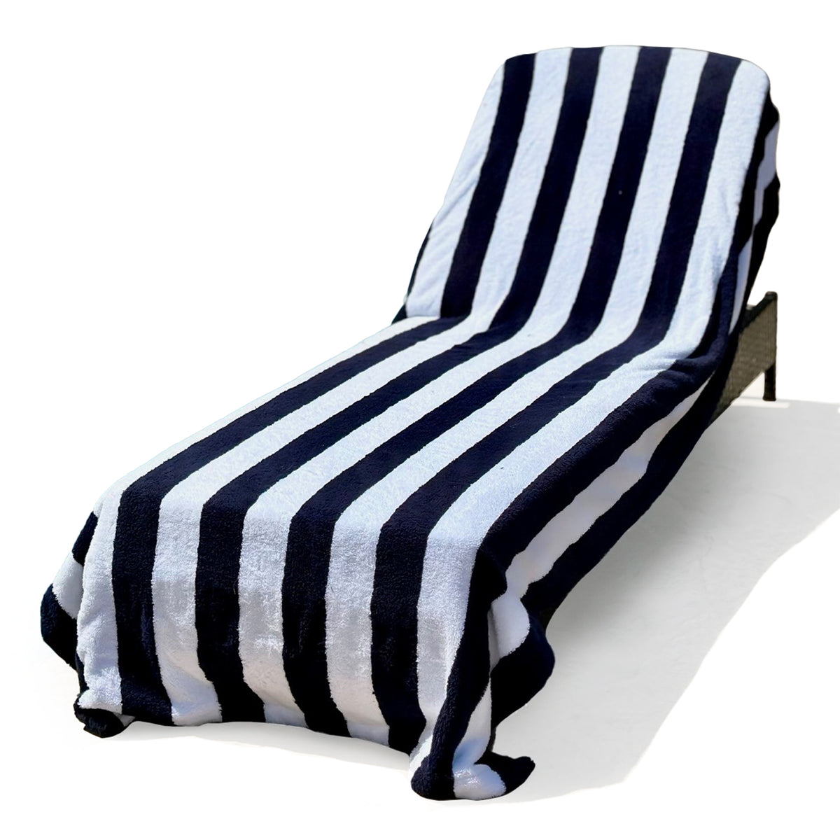 ARLU Home Luxury Terry Lounge Chair Towel Cover - White/Navy