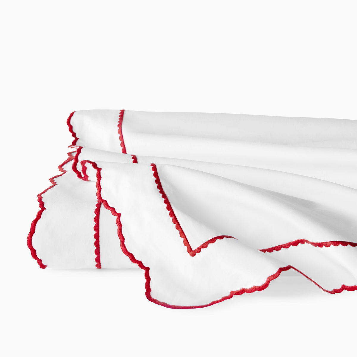 Detail of Sferra Pettine Bedding Collection White/Crimson