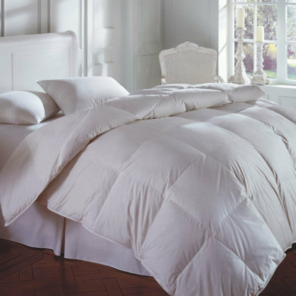 Bed Dressed in Downright Cascada Peak 600 Fill Down Comforter