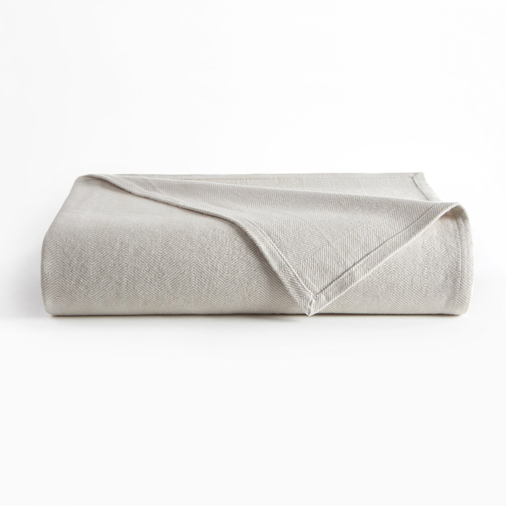 Clear Image of Downtown Company Herringbone Blanket Charcoal in Taupe White Color