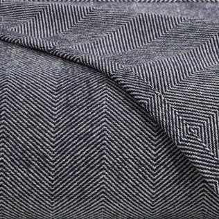 Clear Image of Downtown Company Herringbone Blanket Charcoal in Navy White Color