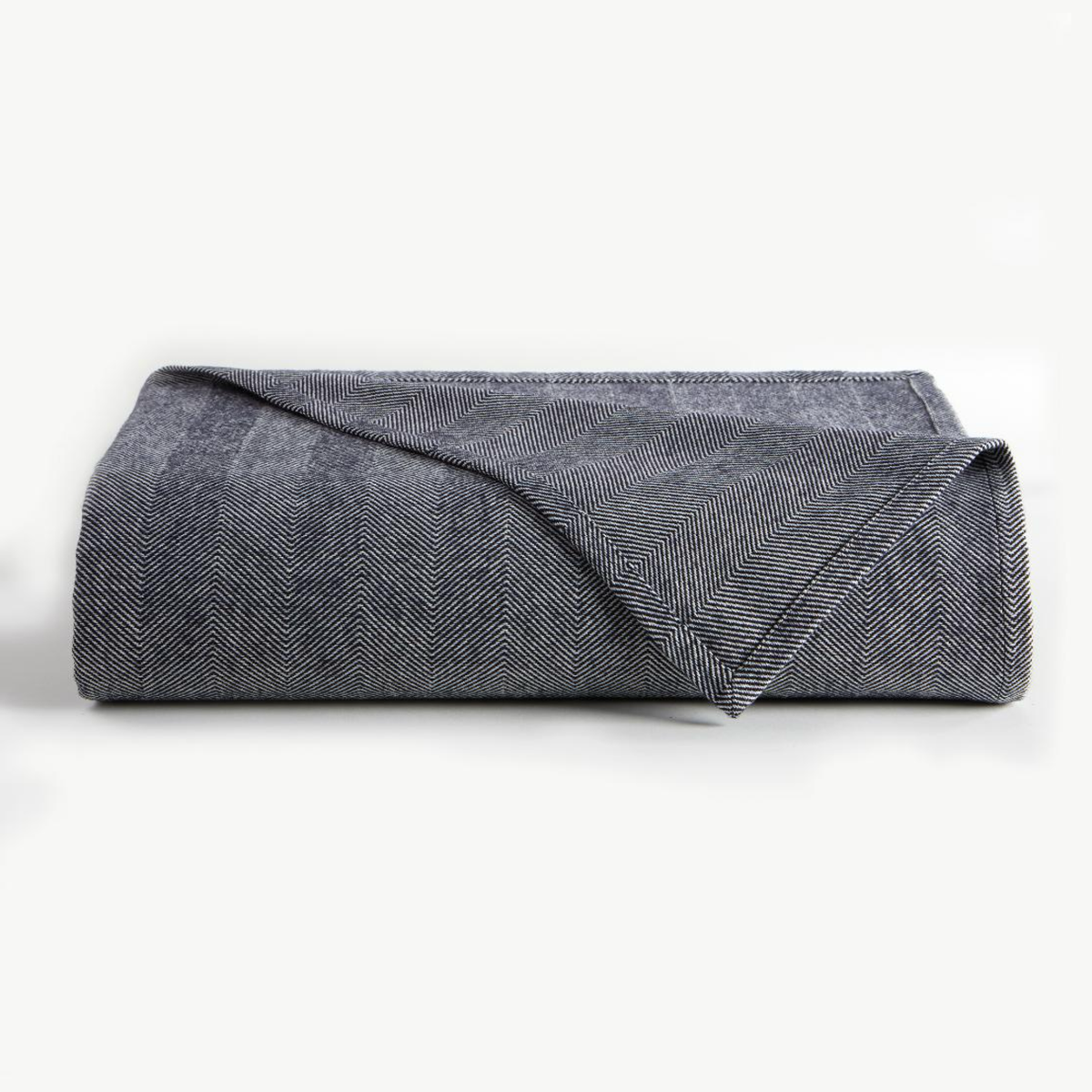Clear Image of Downtown Company Herringbone Blanket Charcoal in Navy White Color