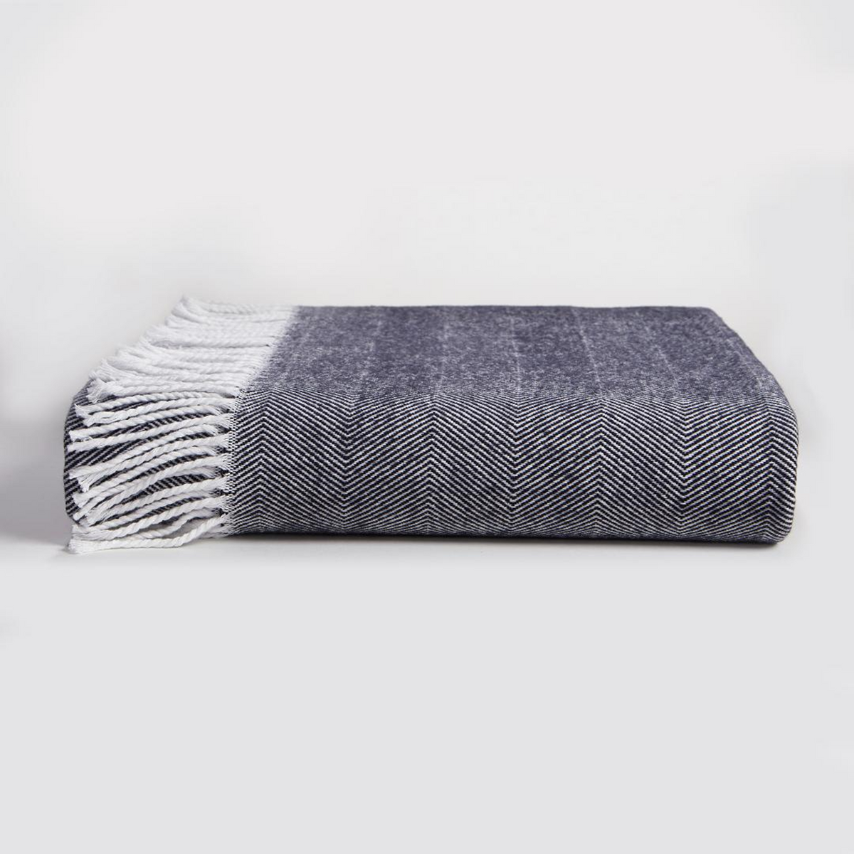Clear Image of Downtown Company Herringbone Throw Charcoal in Navy White Color