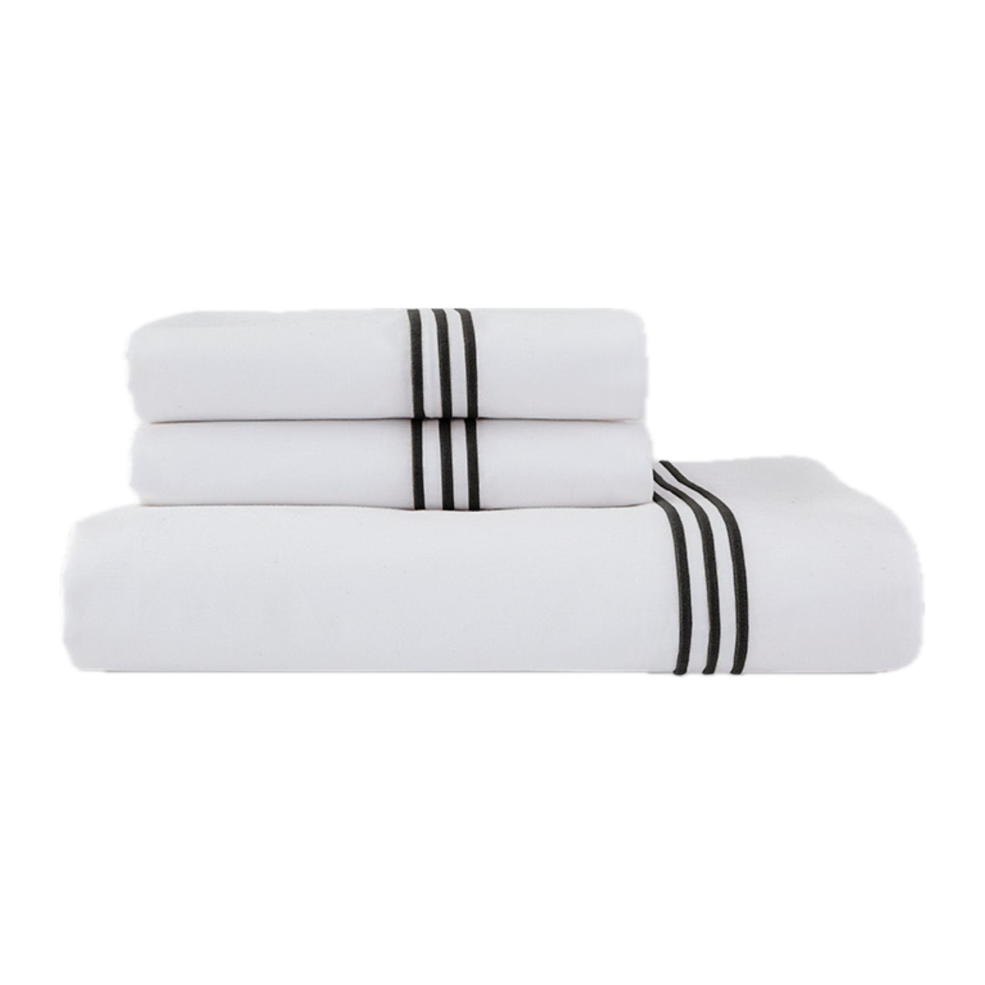 Sheet Set Stack of Downtown Company Madison Bedding Collection in Black Color