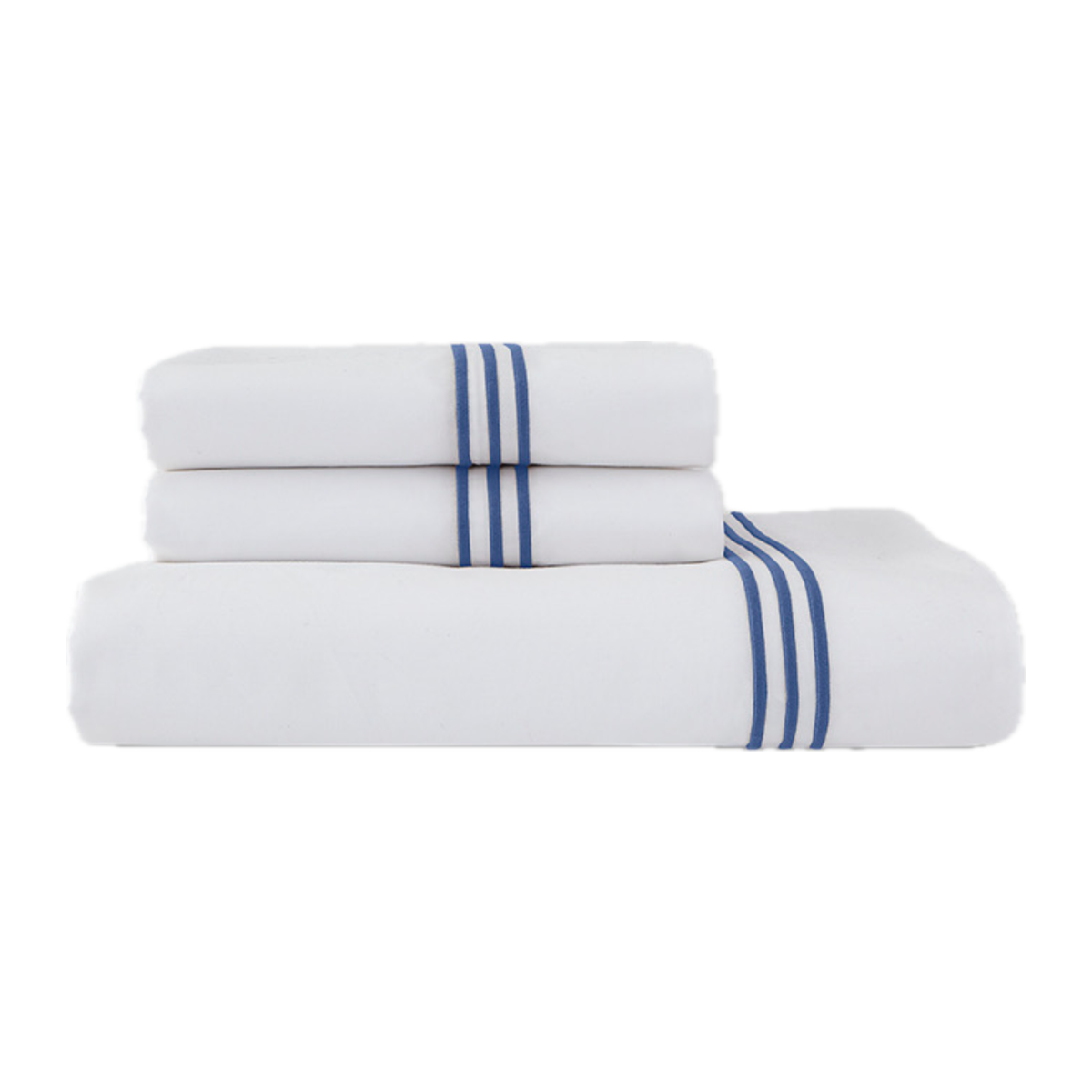 Sheet Set Stack of Downtown Company Madison Bedding Collection in Blue Color