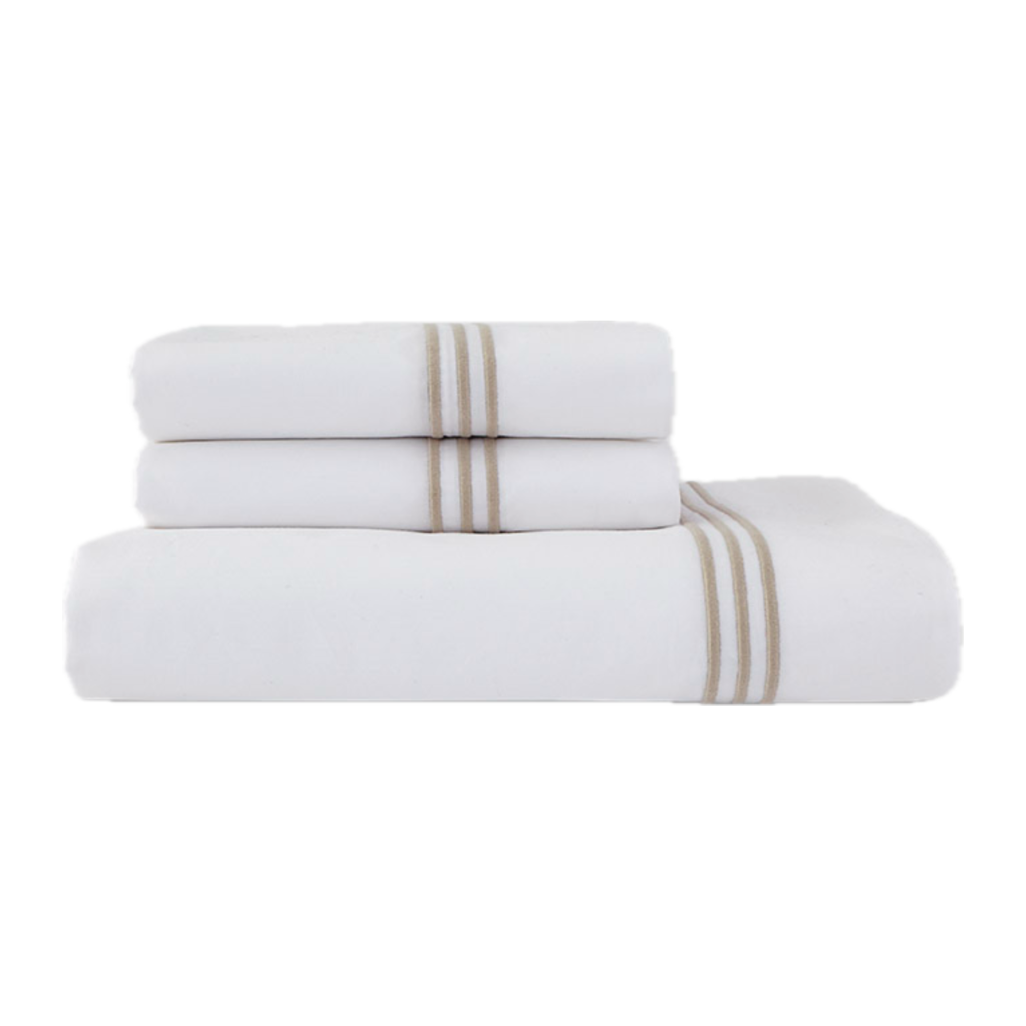 Sheet Set Stack of Downtown Company Madison Bedding Collection in Taupe Color