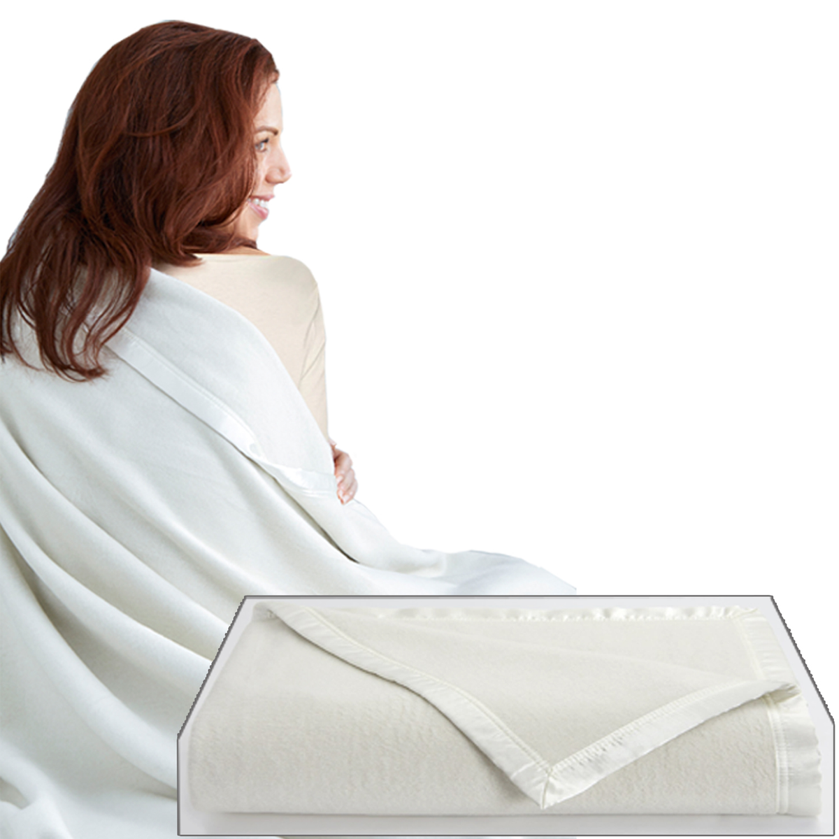 Downtown Company Silk Blankets in Natural Color with Model