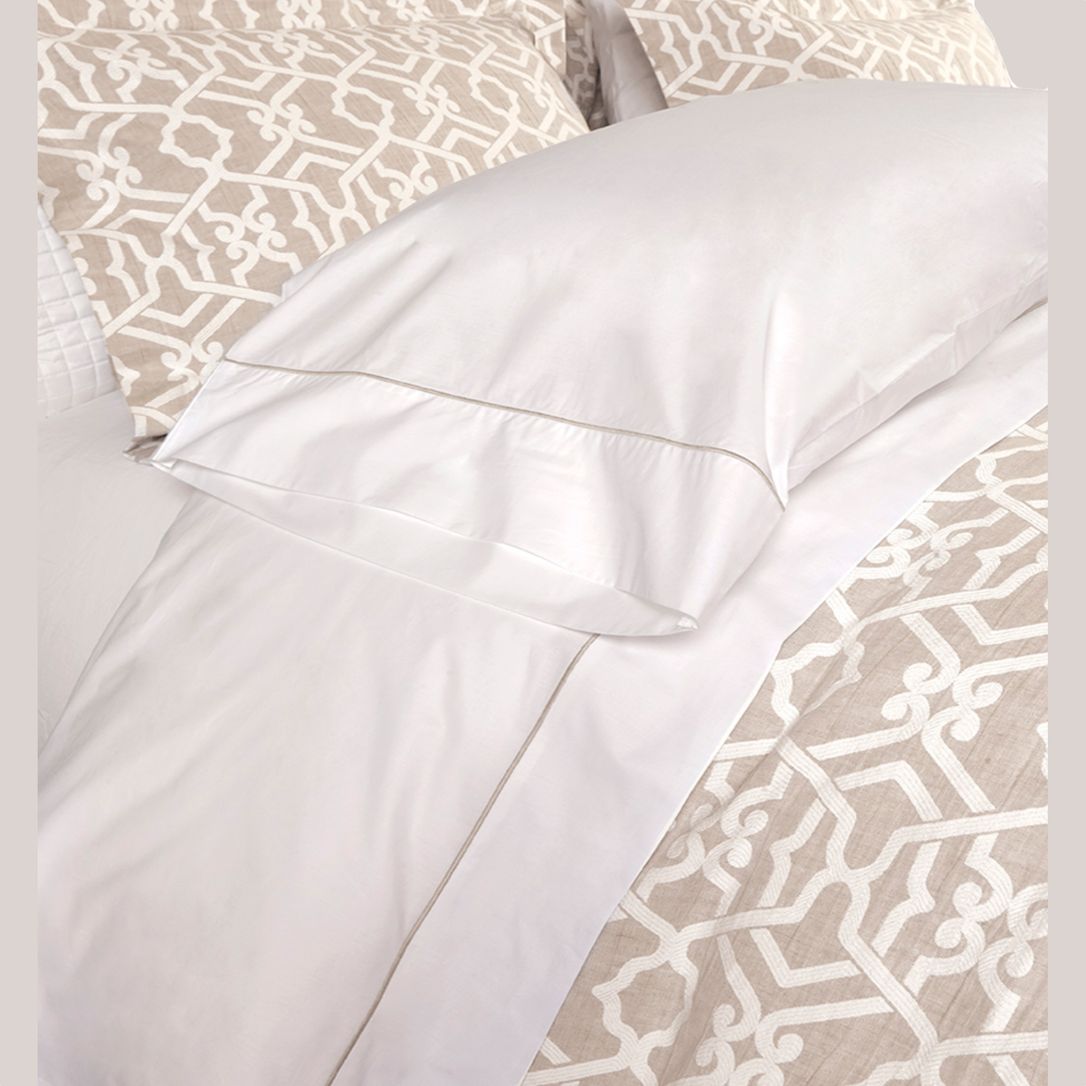 Closeup of Downtown Company Taylor Bedding in Taupe Color