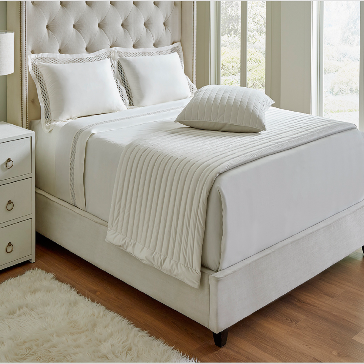 Downtown Company Velvet Coverlet in Ivory color