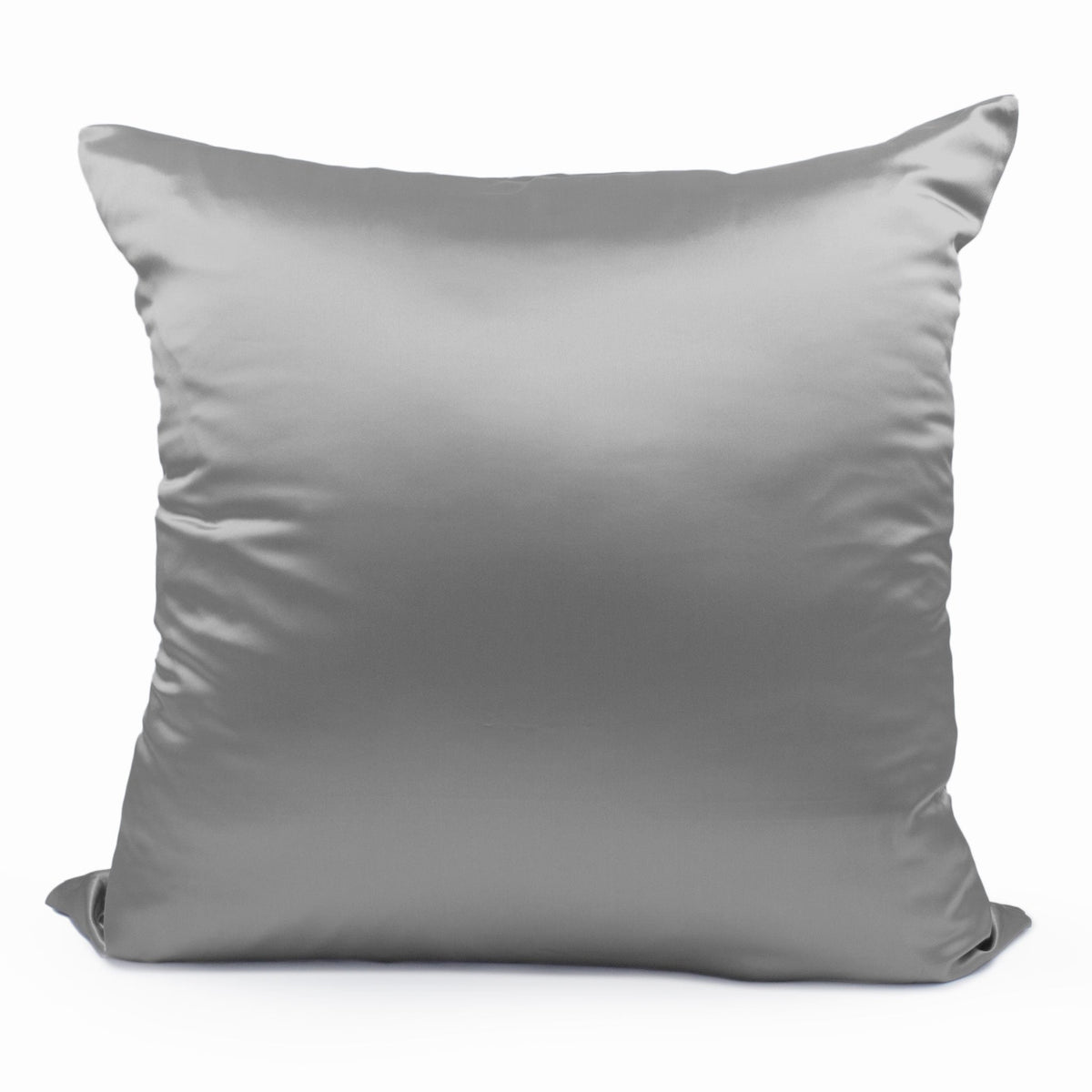 An elegant 22 Momme silk Euro sham in Silver, displaying smooth fabric and clean stitching