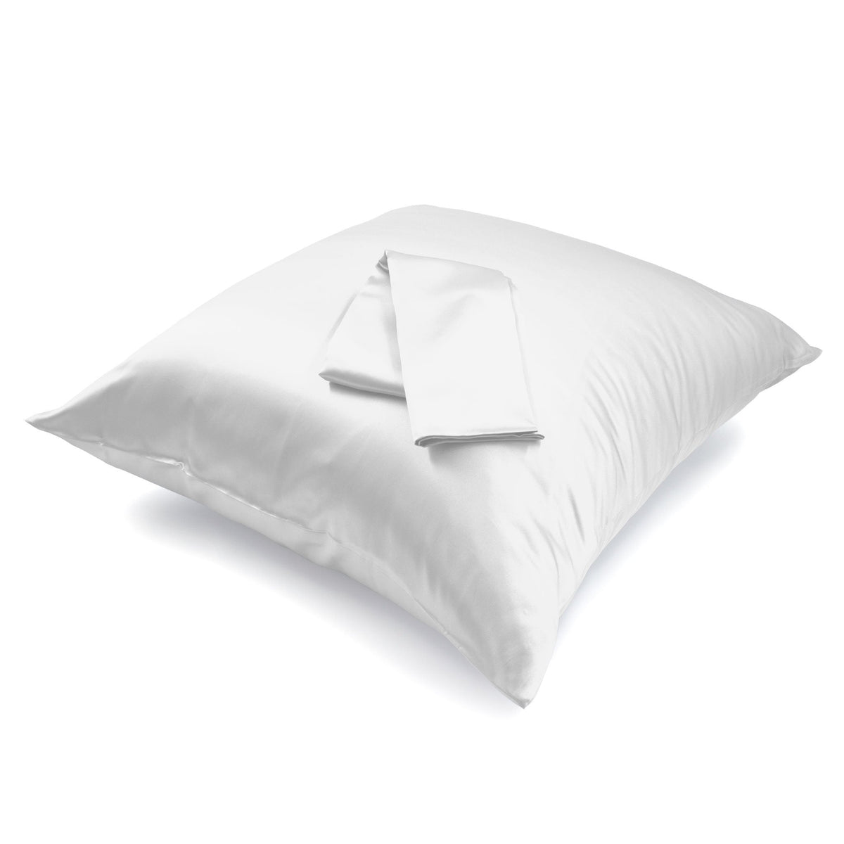 Mulberry silk Euro sham pillowcase folded on a pillow, showing fabric texture and craftsmanship