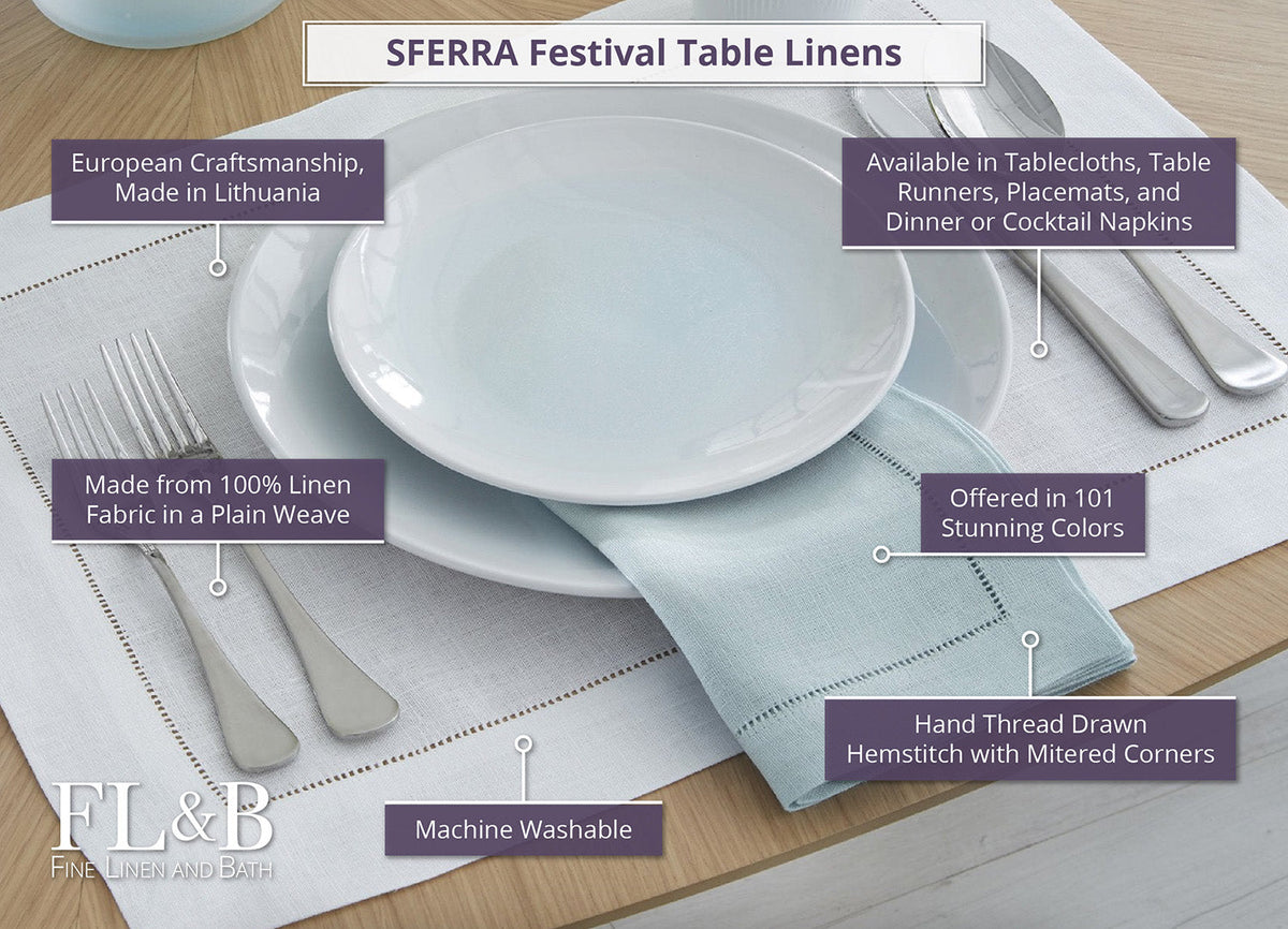 Sferra Festival Table Linens Dining Setting with Descriptive Labels