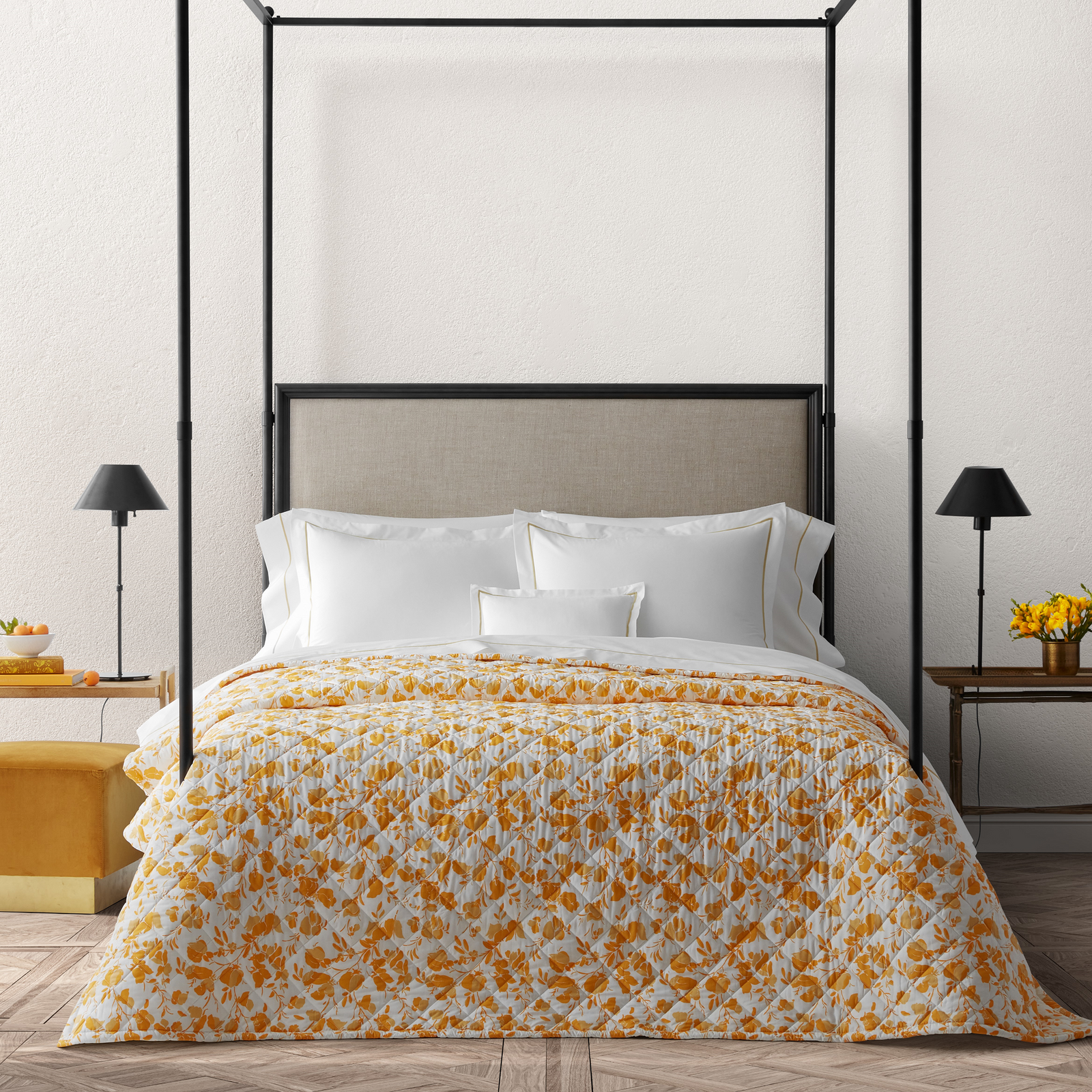 Full View Image of Matouk Alexandra Bedding in Goldenrod Color