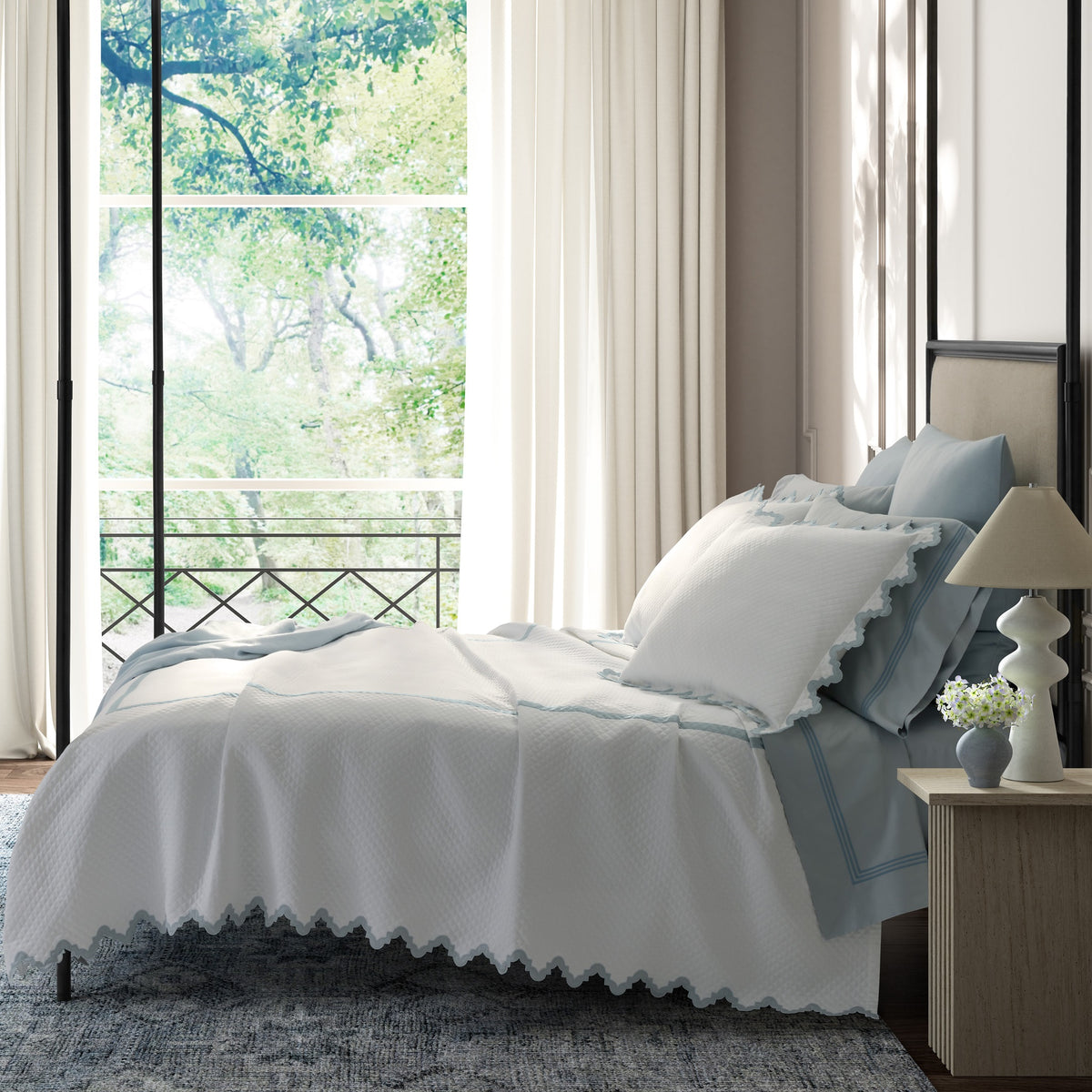 Horizontal View of Matouk Aziza Matelassé Bedding Collection