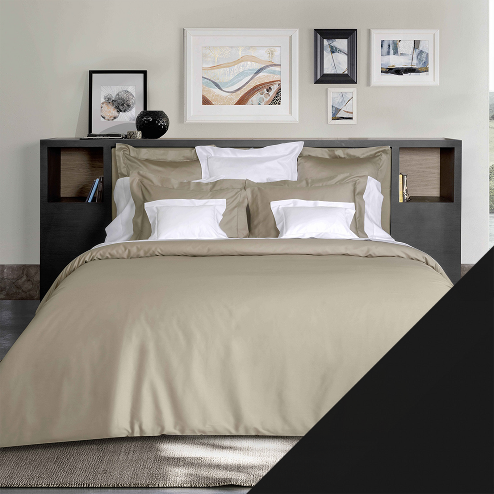 Full View of Signoria Raffaello Bedding with Black Swatch