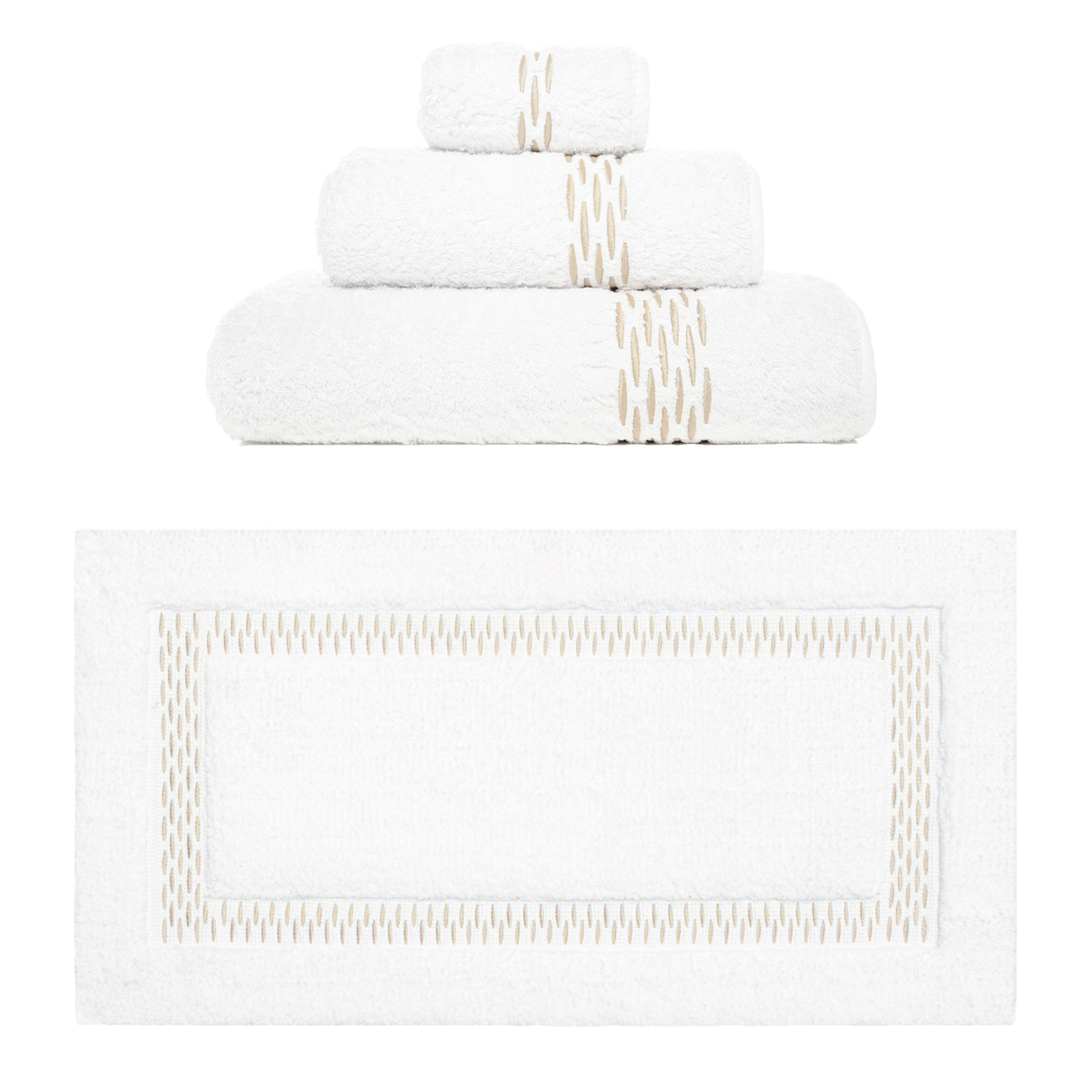 Graccioza Alhambra Bath Linens Towels And Rug White Fog Color