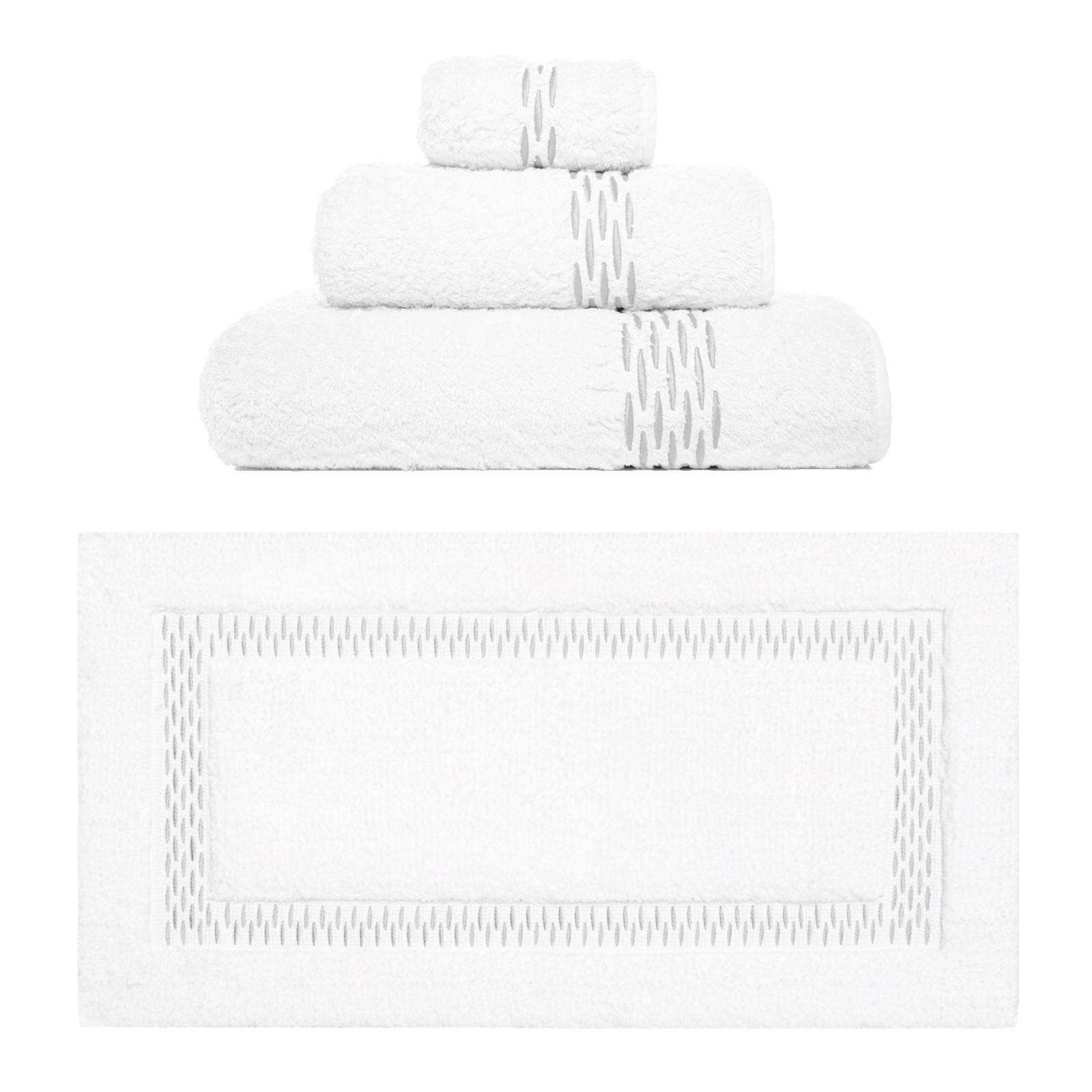 Graccioza Alhambra Bath Linens Towels And Rug White Silver