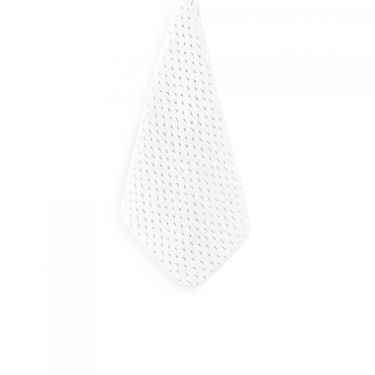 Hanging Graccioza Alice Bath Towel in White and Sea Mist colors against a white background