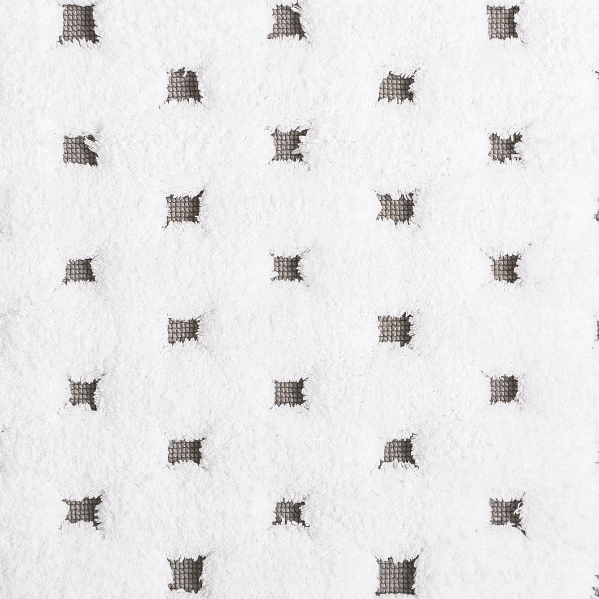 Swatch of Graccioza Alice Bath Towels and Rugs in White ands Storm colors