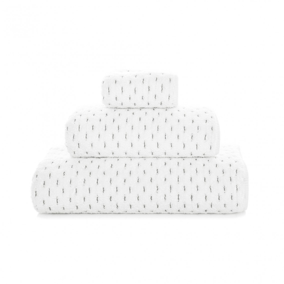 Stack of White Silver Alice Bath Towels